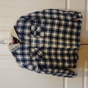 Blue plaid quilted flannel jacket youth size L